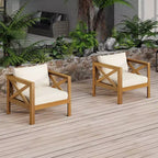 Christopher Knight Home Maribel Transitional Outdoor Acacia Wood Club Chair with Cushions (Set of 2)