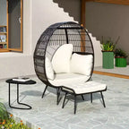 Costway Set di 2 Ceste da Salotto in Vimini da Giardino con Cuscini Morbidi, Poltrona a Uovo Oversize