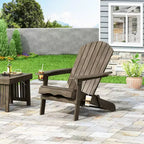 Sedia Adirondack Pieghevole Rustica per Patio Okak, Sedia da Giardino in Legno per Portico, Giardino e Cortile, Sedia a Sdraio da Esterno, Max 150 kg