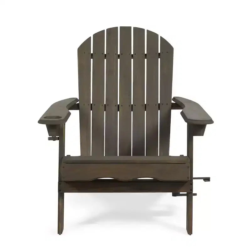 Sedia Adirondack Pieghevole Rustica per Patio Okak, Sedia da Giardino in Legno per Portico, Giardino e Cortile, Sedia a Sdraio da Esterno, Max 150 kg