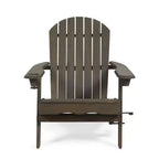 Sedia Adirondack Pieghevole Rustica per Patio Okak, Sedia da Giardino in Legno per Portico, Giardino e Cortile, Sedia a Sdraio da Esterno, Max 150 kg