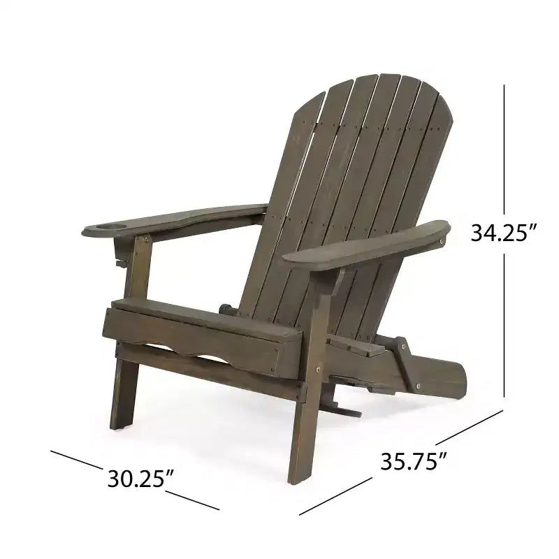Sedia Adirondack Pieghevole Rustica per Patio Okak, Sedia da Giardino in Legno per Portico, Giardino e Cortile, Sedia a Sdraio da Esterno, Max 150 kg