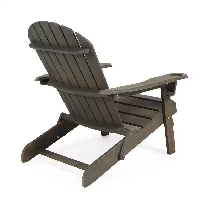 Sedia Adirondack Pieghevole Rustica per Patio Okak, Sedia da Giardino in Legno per Portico, Giardino e Cortile, Sedia a Sdraio da Esterno, Max 150 kg