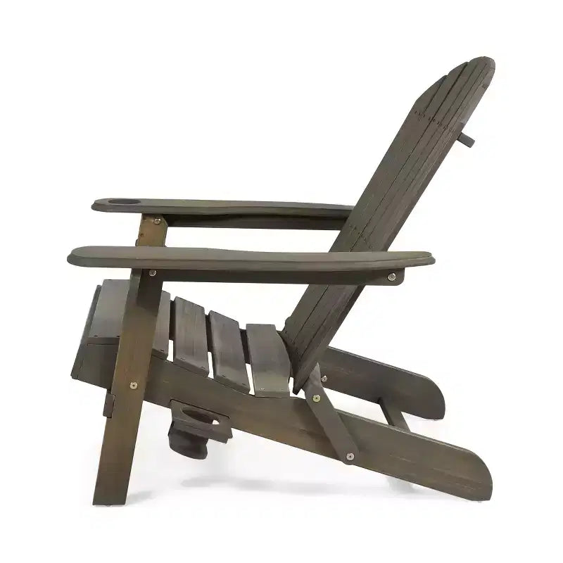 Sedia Adirondack Pieghevole Rustica per Patio Okak, Sedia da Giardino in Legno per Portico, Giardino e Cortile, Sedia a Sdraio da Esterno, Max 150 kg