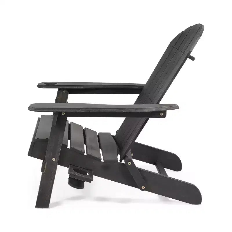 Sedia Adirondack Pieghevole Rustica per Patio Okak, Sedia da Giardino in Legno per Portico, Giardino e Cortile, Sedia a Sdraio da Esterno, Max 150 kg