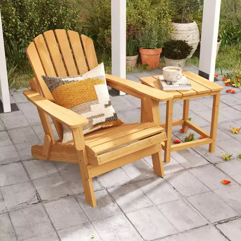 Okak Oversized Patio Folding Adirondack Chair Wooden Accent Chair for Porch,Garden&Backyard,Outdoor Lounge Chair,330lbs Max