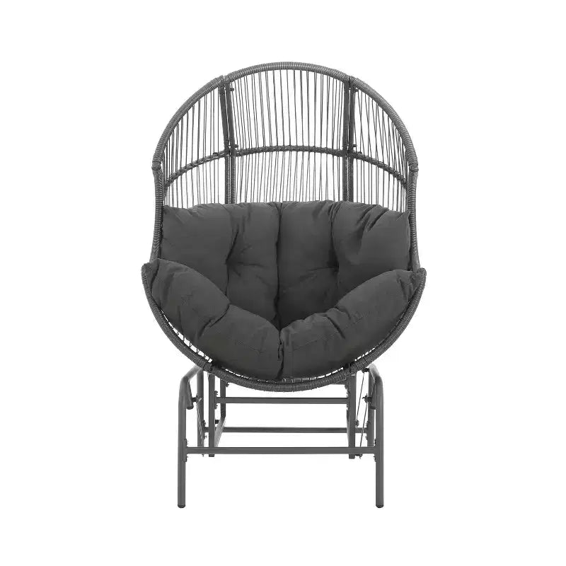 Okak 20 Patio Egg Chair PE Rattan Wicker Glider Chair,Oversized Accent Chair for Porch,Garden&Backyard,Modern&Rustic Lounge Chair