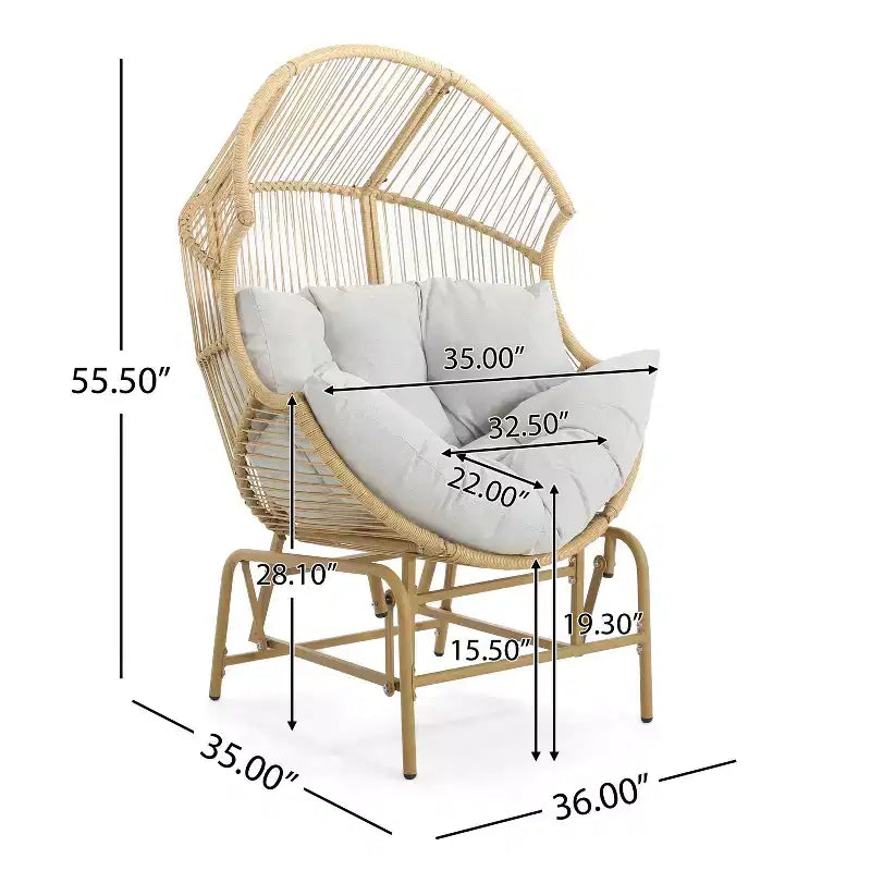 Okak 20 Patio Egg Chair PE Rattan Wicker Glider Chair,Oversized Accent Chair for Porch,Garden&Backyard,Modern&Rustic Lounge Chair