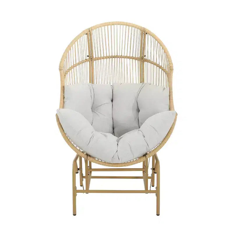Okak 20 Patio Egg Chair PE Rattan Wicker Glider Chair,Oversized Accent Chair for Porch,Garden&Backyard,Modern&Rustic Lounge Chair