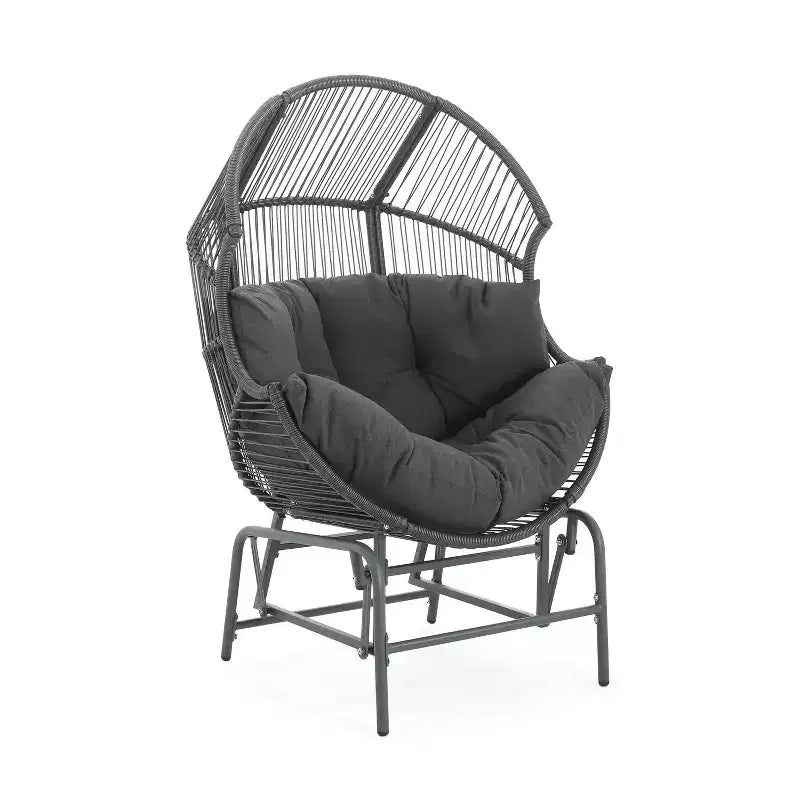 Okak 20 Patio Egg Chair PE Rattan Wicker Glider Chair,Oversized Accent Chair for Porch,Garden&Backyard,Modern&Rustic Lounge Chair