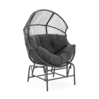 Okak 20 Patio Egg Chair PE Rattan Wicker Glider Chair,Oversized Accent Chair for Porch,Garden&Backyard,Modern&Rustic Lounge Chair