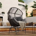 Okak 20 Patio Egg Chair PE Rattan Wicker Glider Chair,Oversized Accent Chair for Porch,Garden&Backyard,Modern&Rustic Lounge Chair