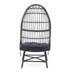 Okak 16 Sedia a uovo da patio in vimini di rattan PE, sedia accentuata di grandi dimensioni per portico, giardino e cortile, sedia lounge moderna e rustica