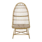 Okak 16 Sedia a uovo da patio in vimini di rattan PE, sedia accentuata di grandi dimensioni per portico, giardino e cortile, sedia lounge moderna e rustica