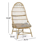 Okak 16 Sedia a uovo da patio in vimini di rattan PE, sedia accentuata di grandi dimensioni per portico, giardino e cortile, sedia lounge moderna e rustica