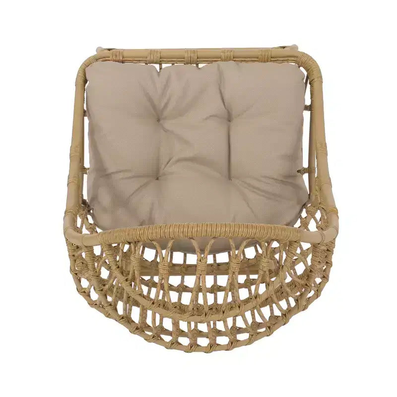 Okak 16 Sedia a uovo da patio in vimini di rattan PE, sedia accentuata di grandi dimensioni per portico, giardino e cortile, sedia lounge moderna e rustica
