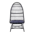 Okak 16 Sedia a uovo da patio in vimini di rattan PE, sedia accentuata di grandi dimensioni per portico, giardino e cortile, sedia lounge moderna e rustica