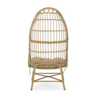 Okak 16 Sedia a uovo da patio in vimini di rattan PE, sedia accentuata di grandi dimensioni per portico, giardino e cortile, sedia lounge moderna e rustica