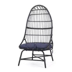 Okak 16 Sedia a uovo da patio in vimini di rattan PE, sedia accentuata di grandi dimensioni per portico, giardino e cortile, sedia lounge moderna e rustica