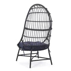 Okak 16 Sedia a uovo da patio in vimini di rattan PE, sedia accentuata di grandi dimensioni per portico, giardino e cortile, sedia lounge moderna e rustica