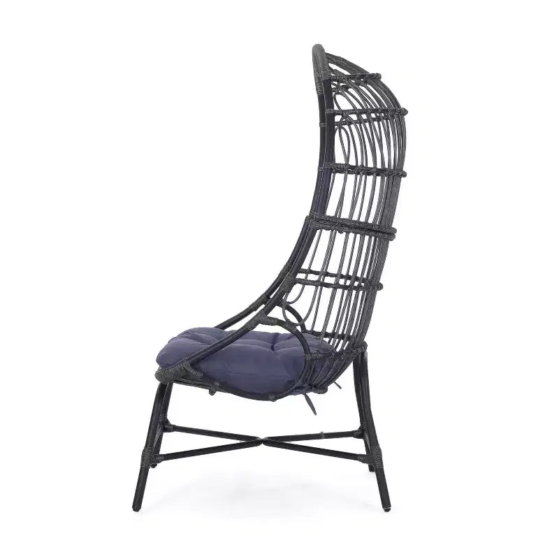 Okak 16 Sedia a uovo da patio in vimini di rattan PE, sedia accentuata di grandi dimensioni per portico, giardino e cortile, sedia lounge moderna e rustica