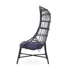 Okak 16 Sedia a uovo da patio in vimini di rattan PE, sedia accentuata di grandi dimensioni per portico, giardino e cortile, sedia lounge moderna e rustica