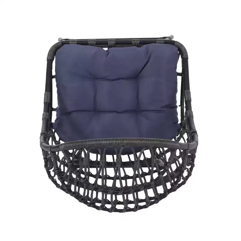 Okak 16 Sedia a uovo da patio in vimini di rattan PE, sedia accentuata di grandi dimensioni per portico, giardino e cortile, sedia lounge moderna e rustica