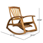 Okak Sedia reclinabile elegante Boho Sedia a dondolo in acacia con poggiapiedi retrattile per giardino, portico e cortile, sedia per il tempo libero all'aperto