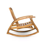 Okak Sedia reclinabile elegante Boho Sedia a dondolo in acacia con poggiapiedi retrattile per giardino, portico e cortile, sedia per il tempo libero all'aperto