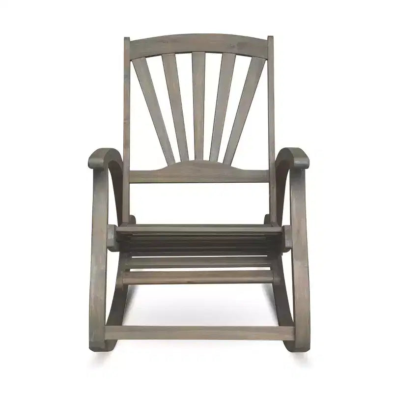 Okak Sedia reclinabile elegante Boho Sedia a dondolo in acacia con poggiapiedi retrattile per giardino, portico e cortile, sedia per il tempo libero all'aperto