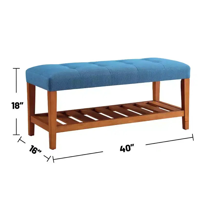 Okak Modern 2-Tier Tufted Button Ottoman Bench Shoe Bench with Open Storage Shelf,Upholstered Storage Bench for Entryway,Living Room