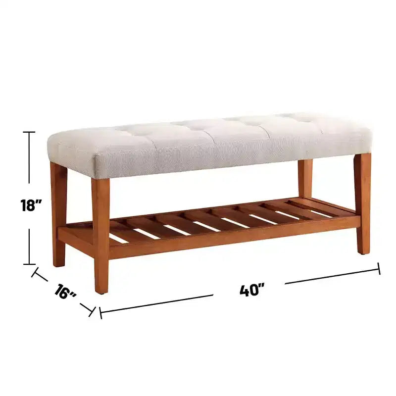 Okak Modern 2-Tier Tufted Button Ottoman Bench Shoe Bench with Open Storage Shelf,Upholstered Storage Bench for Entryway,Living Room