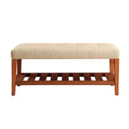 Okak Modern 2-Tier Tufted Button Ottoman Bench Shoe Bench with Open Storage Shelf,Upholstered Storage Bench for Entryway,Living Room