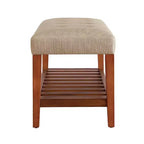 Okak Modern 2-Tier Tufted Button Ottoman Bench Shoe Bench with Open Storage Shelf,Upholstered Storage Bench for Entryway,Living Room