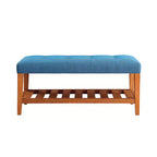 Okak Modern 2-Tier Tufted Button Ottoman Bench Shoe Bench with Open Storage Shelf,Upholstered Storage Bench for Entryway,Living Room