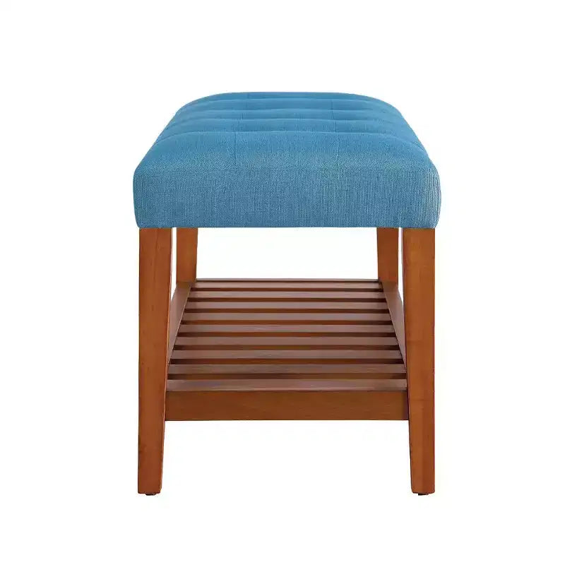 Okak Modern 2-Tier Tufted Button Ottoman Bench Shoe Bench with Open Storage Shelf,Upholstered Storage Bench for Entryway,Living Room