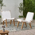 Okak 16.7 Sedie a Sdraio Rustiche da Esterno con Cinghia in Corda Intrecciata in Legno di Acacia per Giardino, Portico, Piscina e Cortile, Mobili da Esterno con Seduta