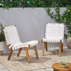 Okak 16.7 Sedie a Sdraio Rustiche da Esterno con Cinghia in Corda Intrecciata in Legno di Acacia per Giardino, Portico, Piscina e Cortile, Mobili da Esterno con Seduta