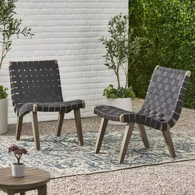 Okak 16.7 Sedie a Sdraio Rustiche da Esterno con Cinghia in Corda Intrecciata in Legno di Acacia per Giardino, Portico, Piscina e Cortile, Mobili da Esterno con Seduta