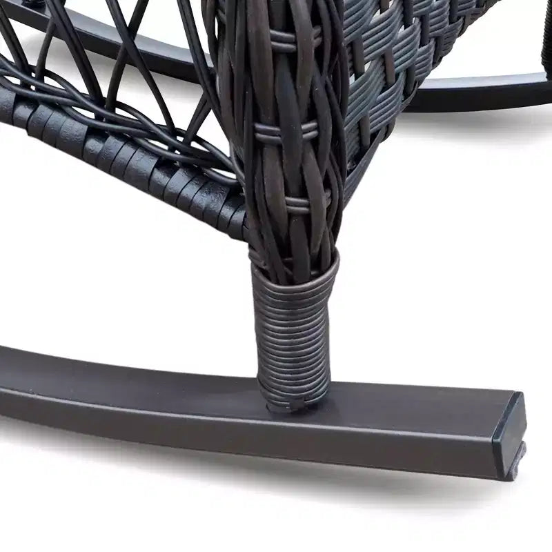Sedia a Dondolo da Patio in Rattan con Reclinabile Imbottita Okak, Set da 1/3, Sedia a Sdraio in Metallo Verniciato a Polvere per Portico, Cortile e Giardino, Max 158 kg