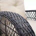 Sedia a Dondolo da Patio in Rattan con Reclinabile Imbottita Okak, Set da 1/3, Sedia a Sdraio in Metallo Verniciato a Polvere per Portico, Cortile e Giardino, Max 158 kg