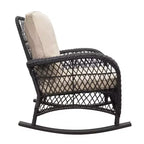Sedia a Dondolo da Patio in Rattan con Reclinabile Imbottita Okak, Set da 1/3, Sedia a Sdraio in Metallo Verniciato a Polvere per Portico, Cortile e Giardino, Max 158 kg