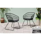 Okak 16 Boho Industrial Patio Accent Chairs Club Chairs with Cushion,Set of 2,Outdoor Wicker Rattan Dining Chairs,Modern Patio Furniture Seating