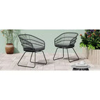 Okak 16 Boho Industrial Patio Accent Chairs Club Chairs with Cushion,Set of 2,Outdoor Wicker Rattan Dining Chairs,Modern Patio Furniture Seating