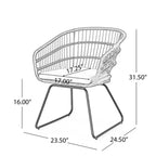 Okak 16 Boho Industrial Patio Accent Chairs Club Chairs with Cushion,Set of 2,Outdoor Wicker Rattan Dining Chairs,Modern Patio Furniture Seating
