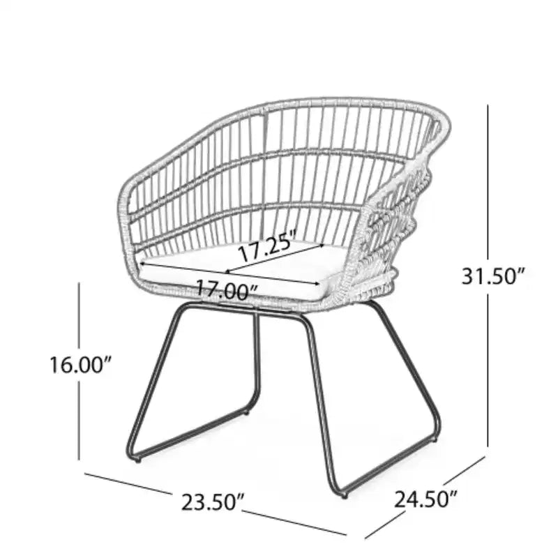Okak 16 Boho Industrial Patio Accent Chairs Club Chairs with Cushion,Set of 2,Outdoor Wicker Rattan Dining Chairs,Modern Patio Furniture Seating