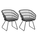 Okak 16 Boho Industrial Patio Accent Chairs Club Chairs with Cushion,Set of 2,Outdoor Wicker Rattan Dining Chairs,Modern Patio Furniture Seating