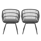 Okak 16 Boho Industrial Patio Accent Chairs Club Chairs with Cushion,Set of 2,Outdoor Wicker Rattan Dining Chairs,Modern Patio Furniture Seating