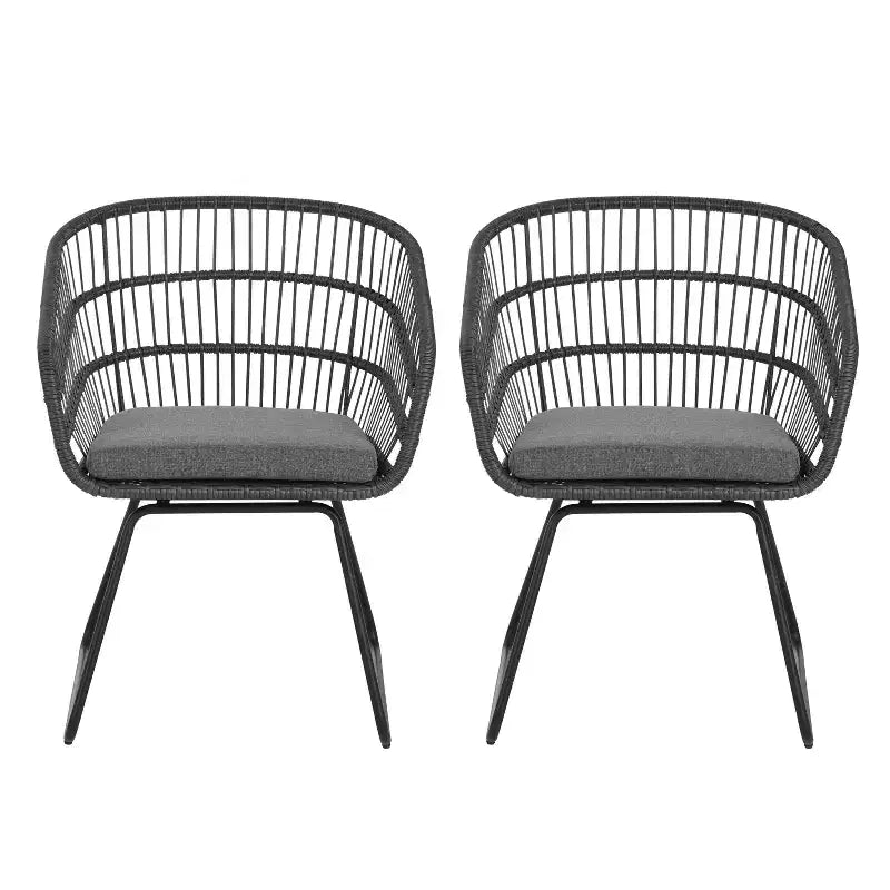 Okak 16 Boho Industrial Patio Accent Chairs Club Chairs with Cushion,Set of 2,Outdoor Wicker Rattan Dining Chairs,Modern Patio Furniture Seating