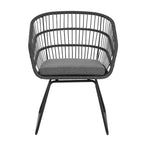 Okak 16 Boho Industrial Patio Accent Chairs Club Chairs with Cushion,Set of 2,Outdoor Wicker Rattan Dining Chairs,Modern Patio Furniture Seating